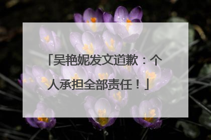 吴艳妮发文道歉：个人承担全部责任！
